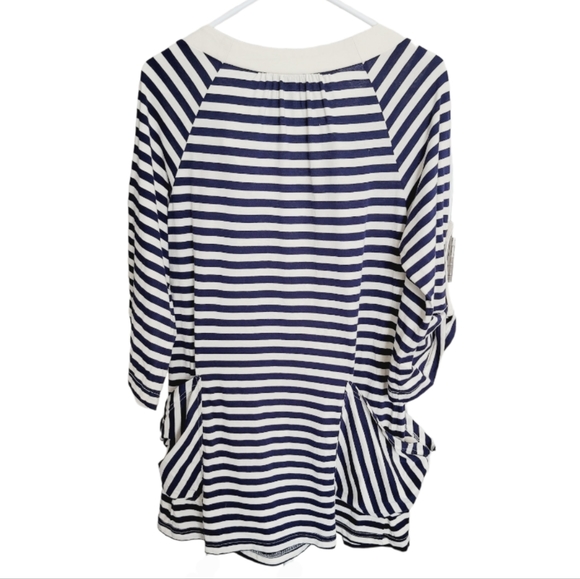 Nanette Lepore Swim Blue Cream Red Nautical Grommet Striped Swim Coverup - Picture 10 of 14